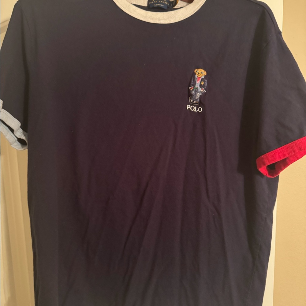 Ralph Lauren Men's Navy Tee with Red and White Trim